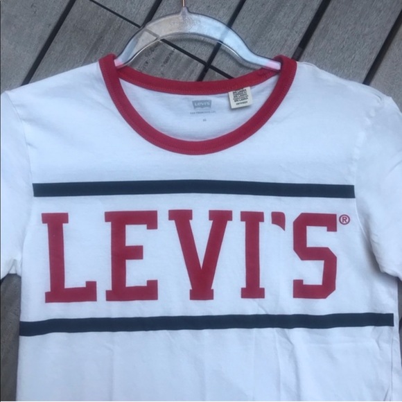 LEVIS White Navy & White Short Sleeve Crew Neck T - Picture 6 of 6